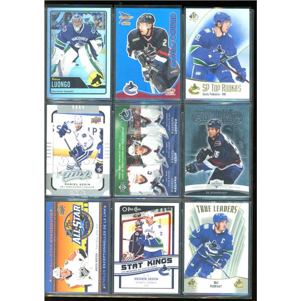 9 NHL Vancouver Canucks Rookie & Insert Cards
