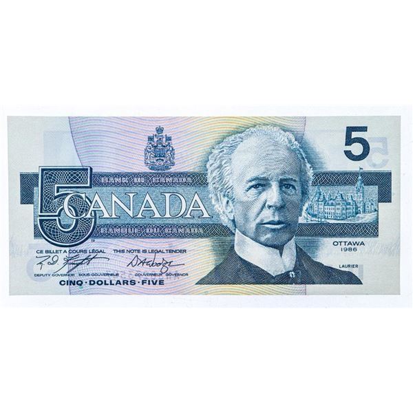 Bank of Canada 1986 $5 (ANS) GEM 1