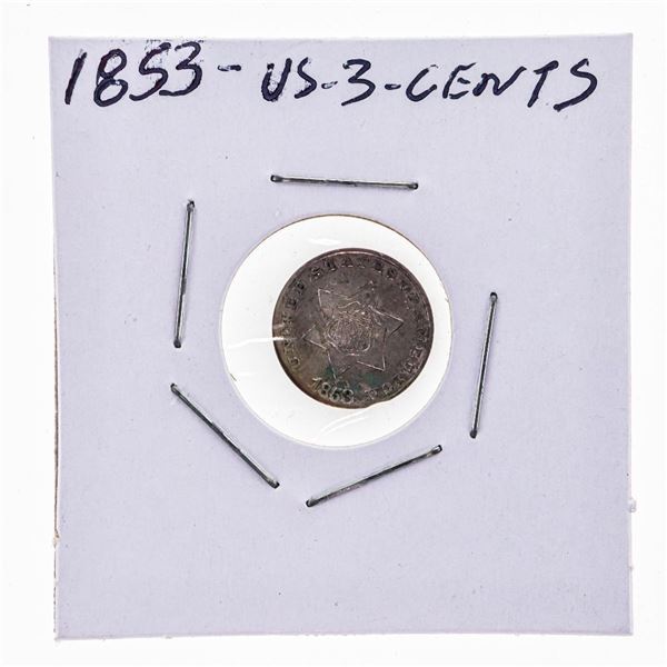 1855 USA Silver 3 Cents