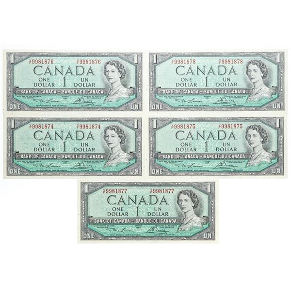 Bank of Canada - 1954 $1 "VF" Choice UNC - 5 in Sequence