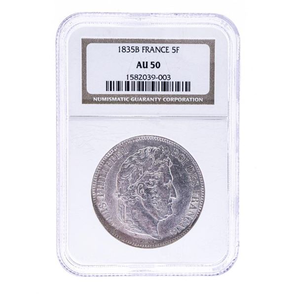 1835 B France 5 F AU50 NGC