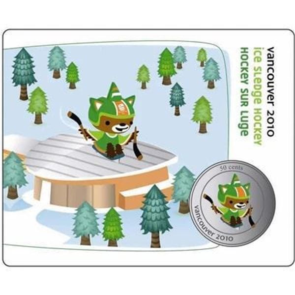 Vancouver 2010 -Collector Card Series, Ice Sledge Hockey, 50 Cents Coin - Mascot1