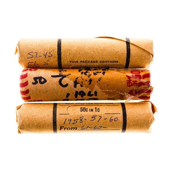 Lot 3 Rolls Canada One Cent Coins - 1950's -60's