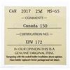 Image 2 : Canada 2017  Twenty Five Cents  Canada 150 ICCS MS65