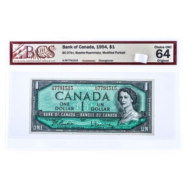 Canada, 1954,$2 Modified Portrait Changeover Choice UNC 64 BCS