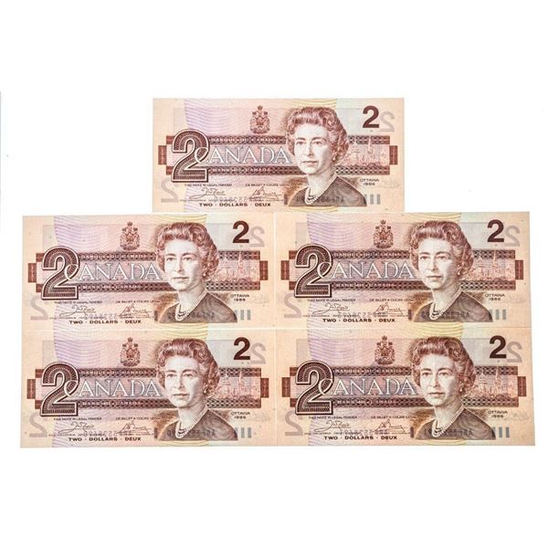 Canada, 1989 - Lot 5 $10 In Sequence Gem Unc