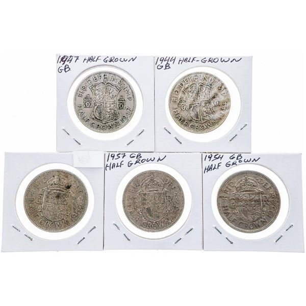 Lot 5 GB Half Crown Coins 1944- 1950"