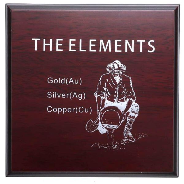 The Elements Gift Set - Gold - Silver - & Copper, Assayers Glass Jars Filled With Pure Elements. Col