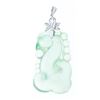 Image 1 : Hand Carved Cut Pin Set Green Jadeite Jade Pendant, w 24 Diamonds, Appraisal:$4510.00