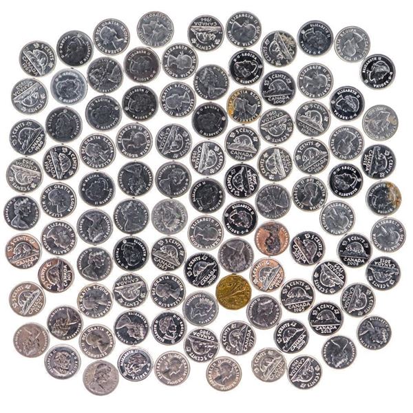 Canada Bag/Lot 100 5 cent Coins Random Bags & Years