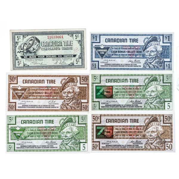 Group of 6 Canadian Tire Scrip
