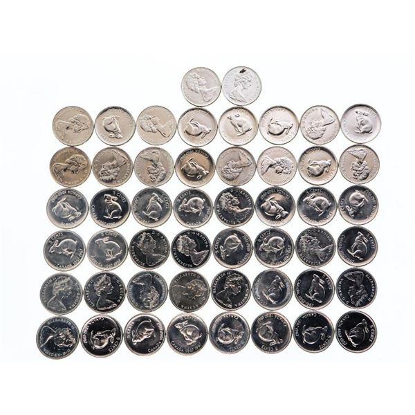 Lot/Bag Approx. 50 x 1867-1967 Canada Centennial Five Cents