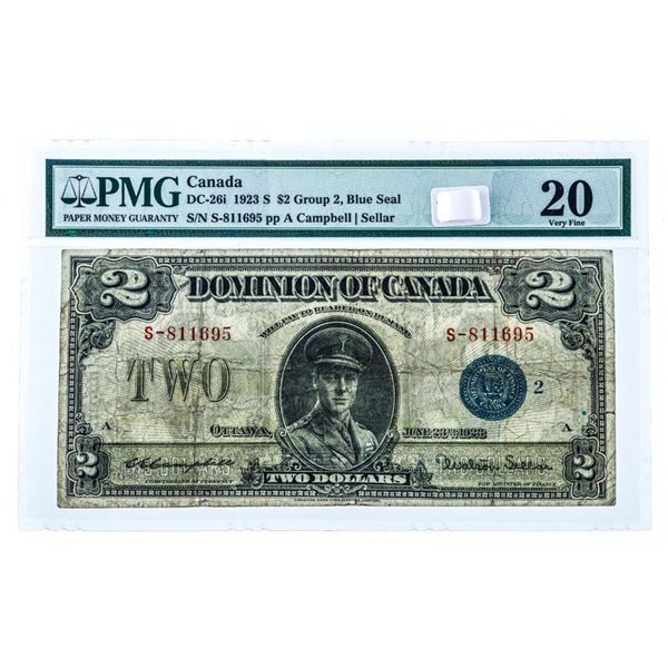Dominion of Canada, 1923 S $2 Group 2, Blue Seal VF20 PMG