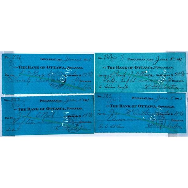 Lot 3 - Antique Cheques - The Bank of Ottawa, Powassan. Dated June 19111