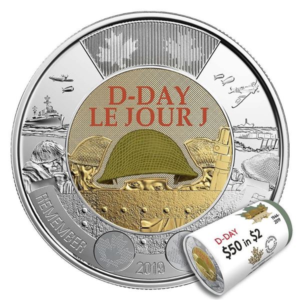 2019 $2 D-Day Special Wrap Roll (Coloured) x 25 Coins