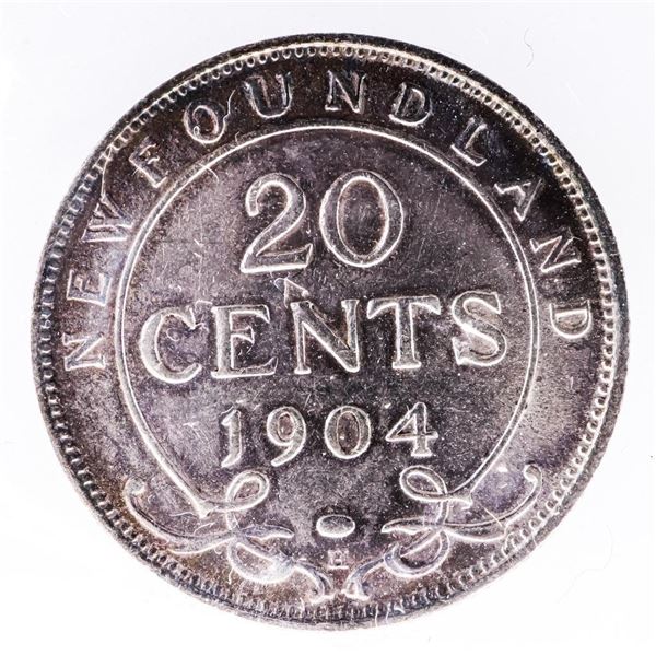 NFLD 1904H Silver 25 Cents EF40 ICCS