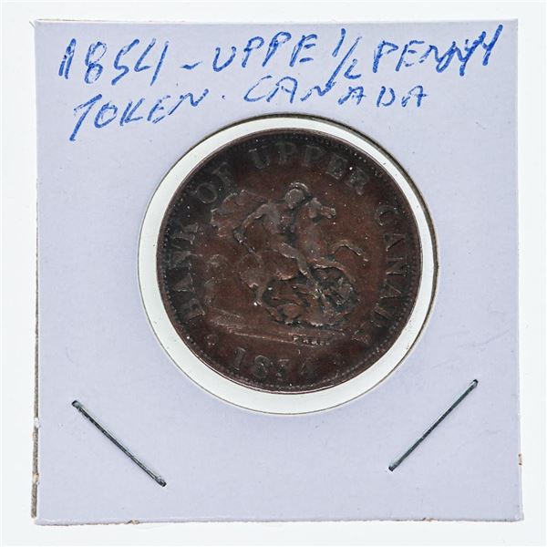 1854 Upper Canada 1/2 Penny Token