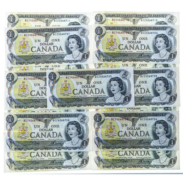 Bank of Canada , Lot 15 x 1973$1 in Sequence