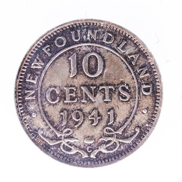 Canada, NFLD 1941C Silver 10 cents MS64 ICCS