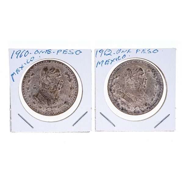 Lot 2 Silver Mexico 1960-62 One Peso Coins