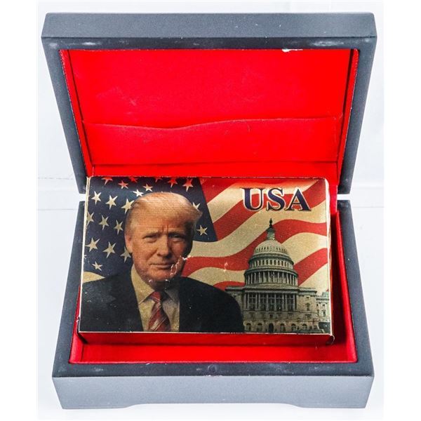 Donald Trump - 999.9 24 kt Gold Foil Playing Cards in Executive Wood Case