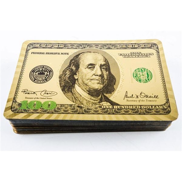 24kt .999 Fine Gold Leaf Executive Playing Cards - USA Backs - Piano Finish Wood Case