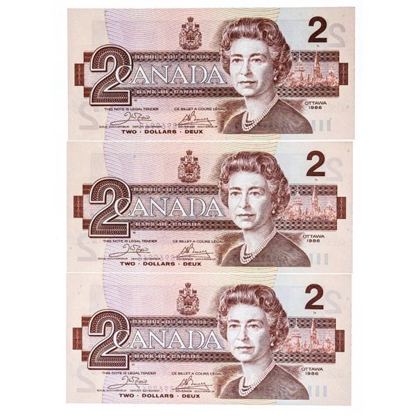 Canada, 1986 Lot 3 $2, In Sequence GEM UNC (AUH)