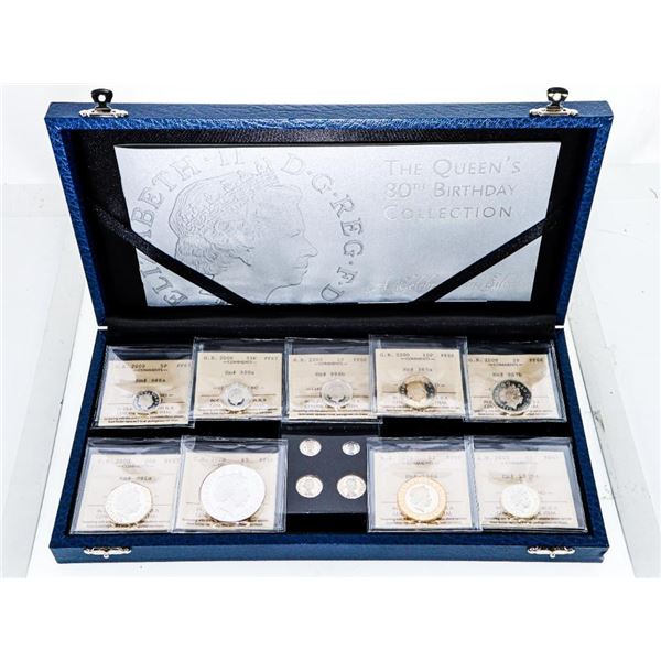 The Queen's 80th Birthday Celebration in Fine Pure Silver, 13 Coins in Total, 9 Coins are all ICCS -