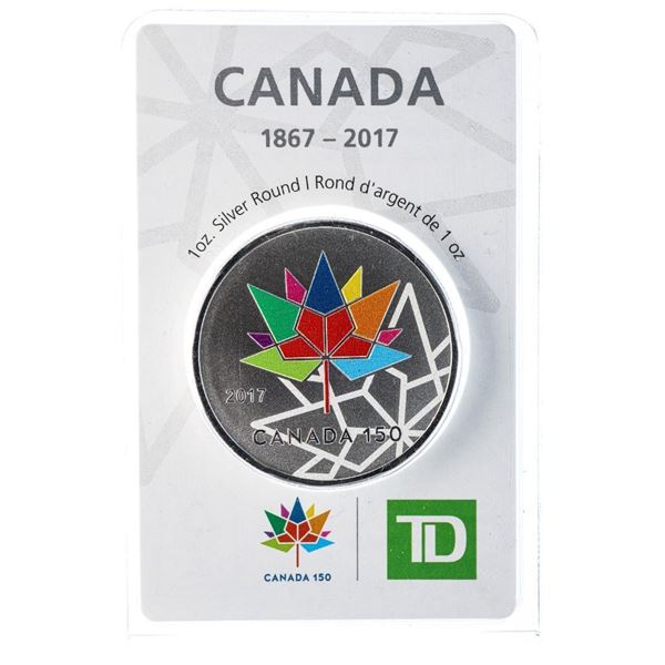 Canada 1867-2017 150 Years TD Bank 1oz. 999 Fine Silver Round