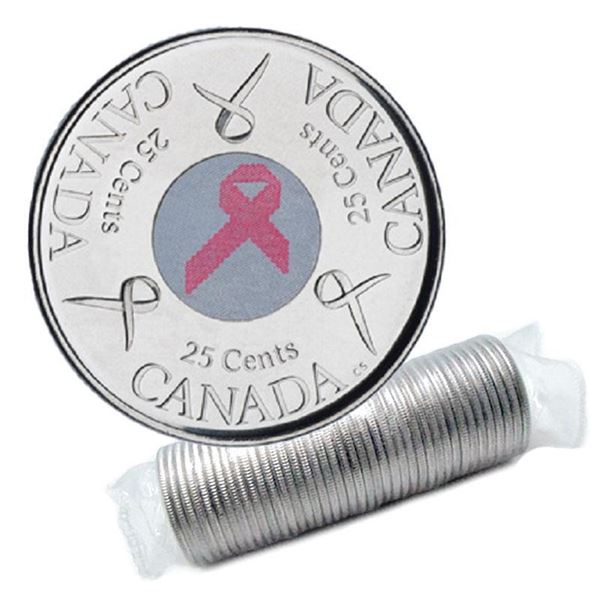 Canada 2006 Roll 25 Cents Coins - Braest Cancer Logo - 40 Coins