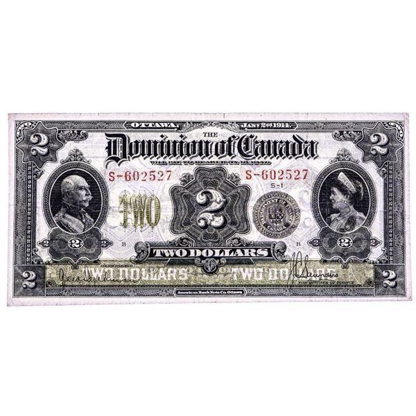 Dominion of Canada 1914 $2, Black Seal