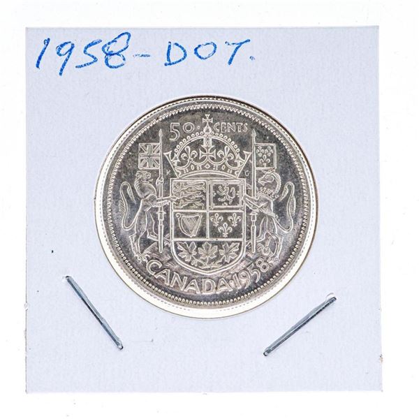 Canada 1958 DOT Silver Half Dollar