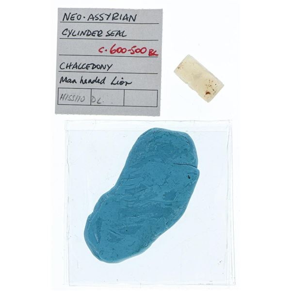 Very Rare - "NEO -ASSYRIAN" Cylinder Seal - C600-500BC-Chalcedont -Man Headed Lion