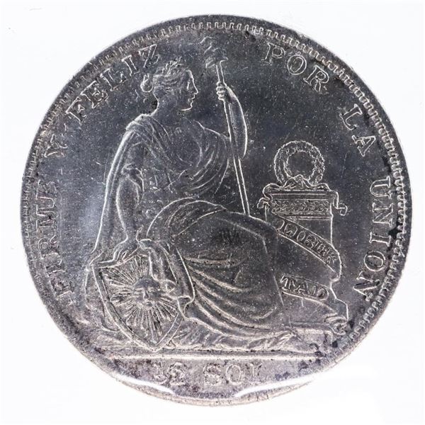 Peru 1929 1/2 Sol MS62 ICCS