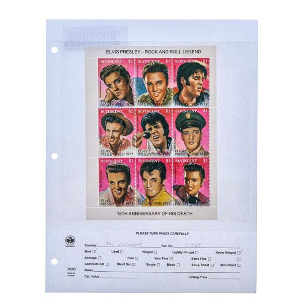 ST. Vincent "Elvis Presley" Rock n Roll Legend Souv, Sheet MNH1
