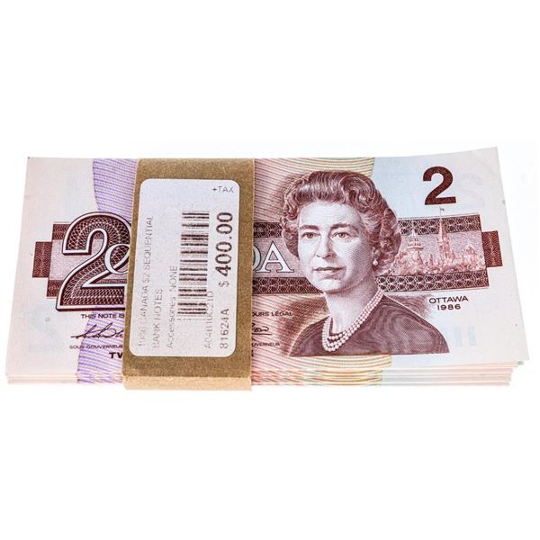 Original Bank Bundle 100 Notes x 1986 Bird Series $2 Choice GEM UNC