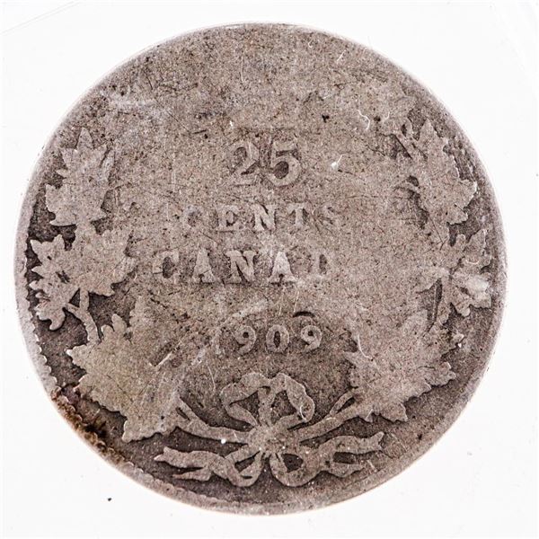 Canada Historical Silver Twenty Five Cents 1909