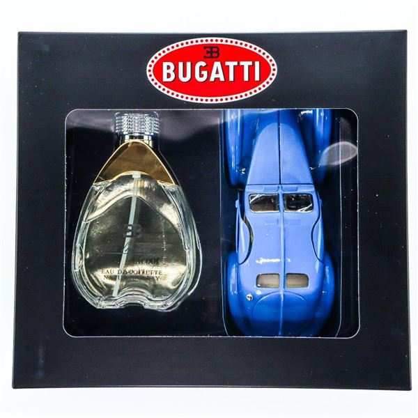 Vintage "BUGATTI" EAU DE TOILETTE Natural Spray For Men, + Mini Die Cast Car, Made in Italy, MSR:$28