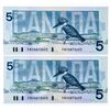 Image 2 : Bank of Canada 1986 $5 GEM UNC 2 in Sequence 1