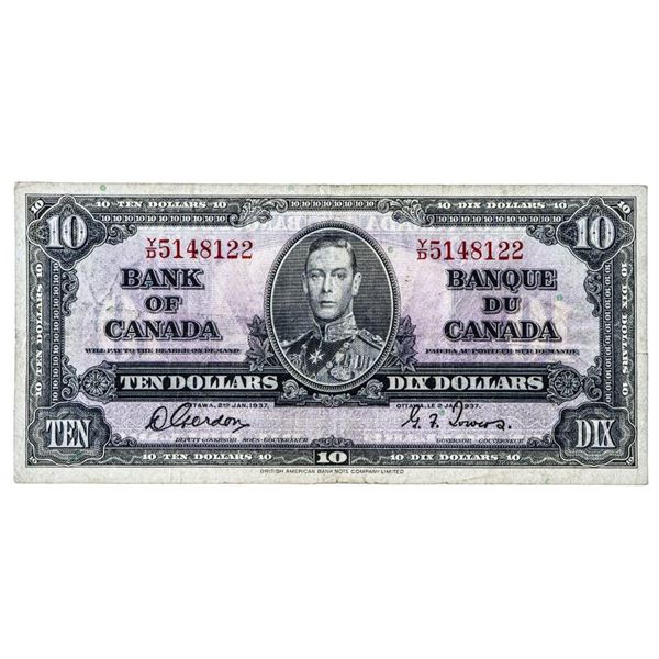 Bank of Canada 1937 $10 F