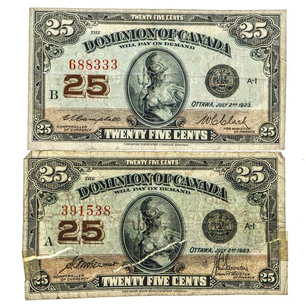 Lot 2 Dominion of Canada Twenty Five Cents - 2 Signature Sets