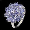 Image 2 : Natural Unheated Marquise Tanzanite Flower Ring