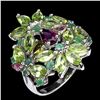 Image 1 : Natural Emerald Rhodolite Garnet Tourmaline Ring