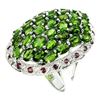 Image 1 : Natural Green Chrome Diopside & Rhodolite Ring