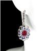 Image 2 : Natural Red Ruby & Tanzanite Earrings