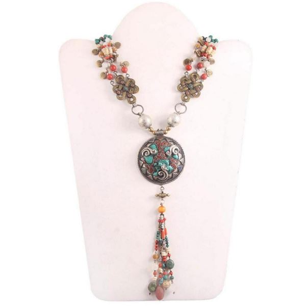 Tibet Natural Stone Tribal Queen Royal Necklace