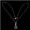 Image 2 : Natural Pigeon Blood Red Ruby 9x7 MM Necklace