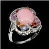 Image 1 : Natural Ethiopian Pink Opal Sapphire White Topaz Ring