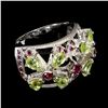 Image 2 : Natural Peridot Rhodolite Garnet Ring