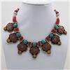 Image 1 : Tibet Hand Made Natural Turquoise & Coral Necklace